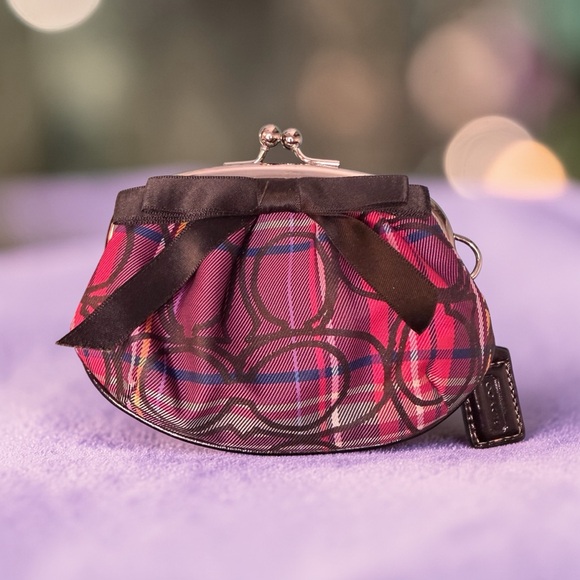 Coach Handbags - Coach Poppy Signature Tartan Plaid Kiss Lock Coin Purse (A474)